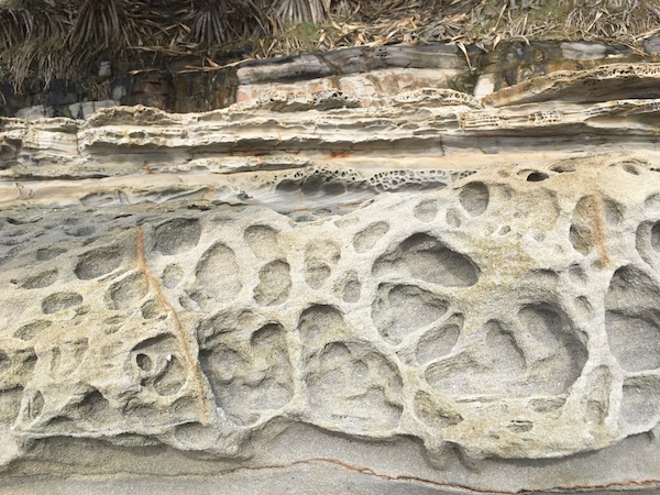 Eroded rockface at The Bluff